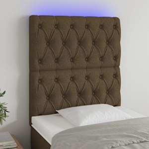 Čelo postele s LED tmavě hnědé 80x7x118/128 cm textil - obrázek 1