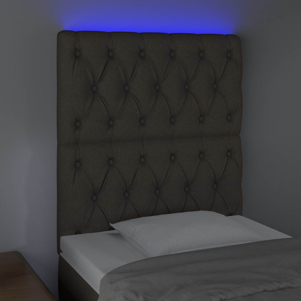 vidaXL Hoofdbord LED 80x7x118/128 cm stof taupe, foto 2