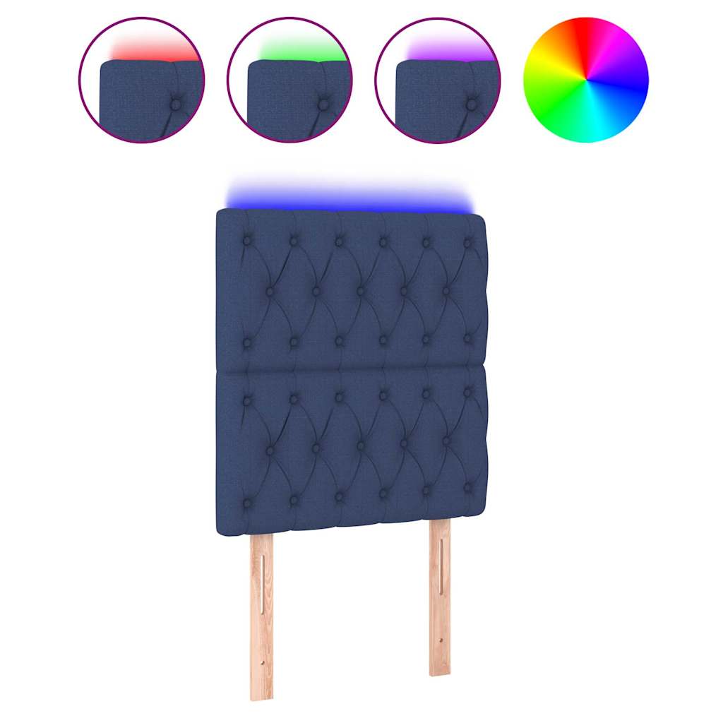 vidaXL Hoofdbord LED 80x7x118/128 cm stof blauw, foto 3