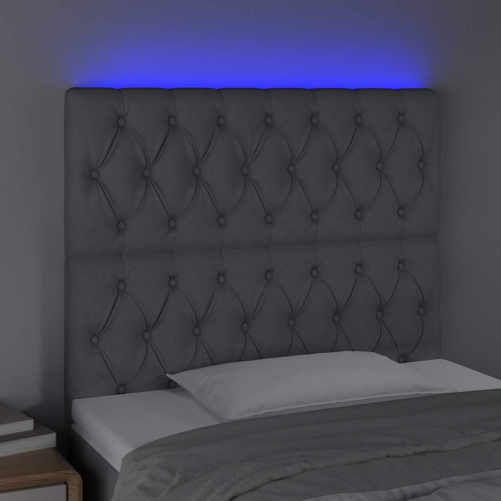 vidaXL Hoofdbord LED 90x7x118/128 cm stof lichtgrijs grijs, foto 2