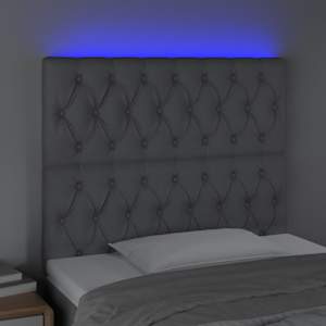 Čelo postele s LED světle šedé 80x7x118/128 cm textil - obrázek 3