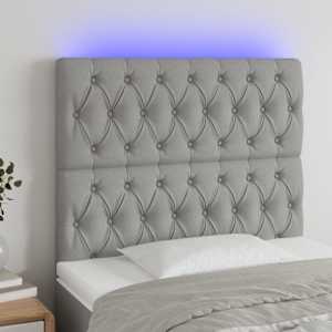 Čelo postele s LED světle šedé 80x7x118/128 cm textil - obrázek 1