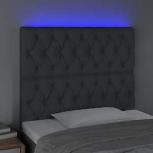 Čelo postele s LED tmavě šedé 90x7x118/128 cm textil - obrázek 3