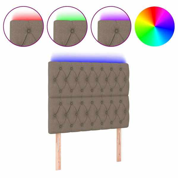 vidaXL LED-voodipeats, pruunikashall, 90x7x118/128 cm, kangas