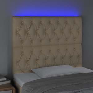 Čelo postele s LED krémové 90x7x118/128 cm textil - obrázek 3