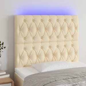 Čelo postele s LED krémové 90x7x118/128 cm textil - obrázek 1