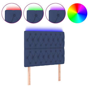 vidaXL LED-voodipeats, sinine, 90x7x118/128 cm, kangas