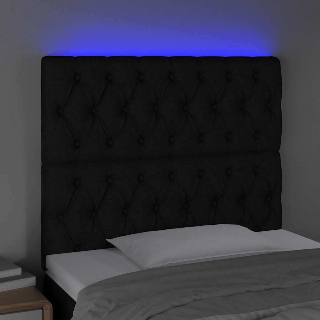 vidaXL Hoofdbord LED 100x7x118/128 cm stof zwart, foto 2