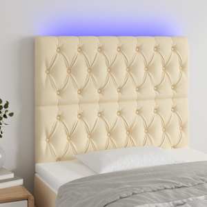 Čelo postele s LED krémová 100x7x118/128 cm textil - obrázek 1