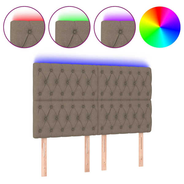 vidaXL LED-voodipeats, pruunikashall, 144x7x118/128 cm, kangas
