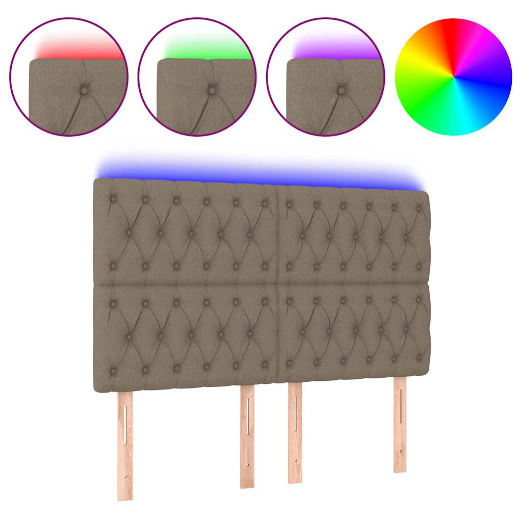 vidaXL Hoofdbord LED 144x7x118/128 cm stof taupe, foto 3