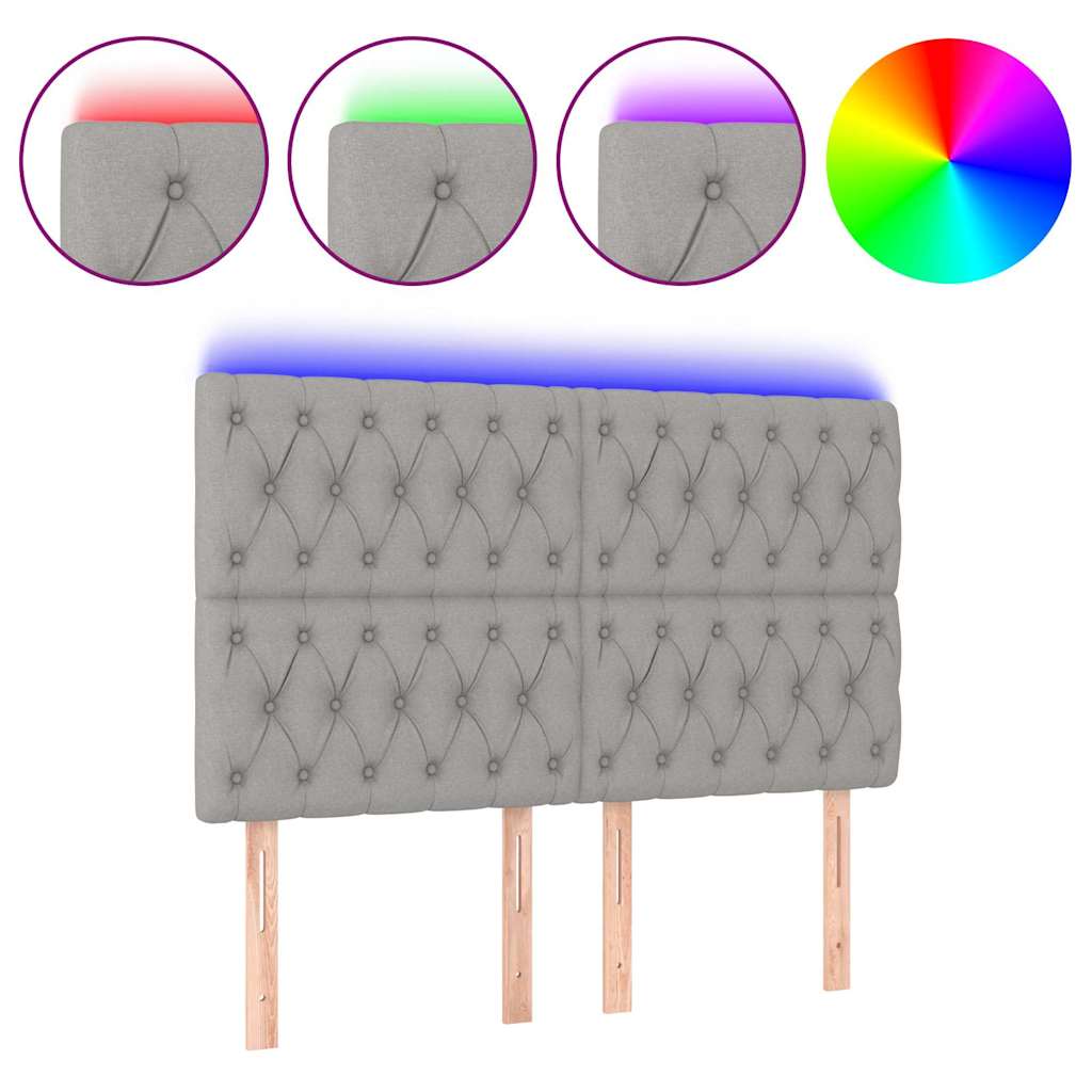 vidaXL Hoofdbord LED 160x7x118/128 cm stof lichtgrijs grijs, foto 3