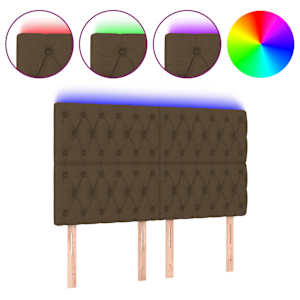 vidaXL LED-voodipeats, tumepruun, 160x7x118/128 cm, kangas