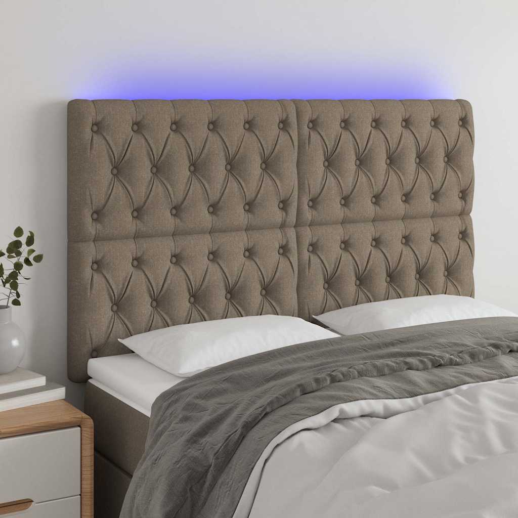 Sengegavl Med LED-lys Stof - Gråbrun / 160 X 7 x 118/128 cm