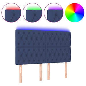 Čelo postele s LED modrá 160x7x118/128 cm textil - obrázek 2
