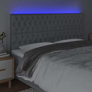 Čelo postele s LED světle šedé 180x7x118/128 cm textil - obrázek 3