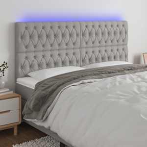 Čelo postele s LED světle šedé 180x7x118/128 cm textil - obrázek 1