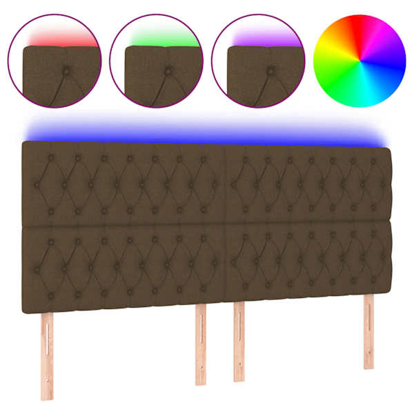 vidaXL LED-voodipeats, tumepruun, 180x7x118/128 cm, kangas