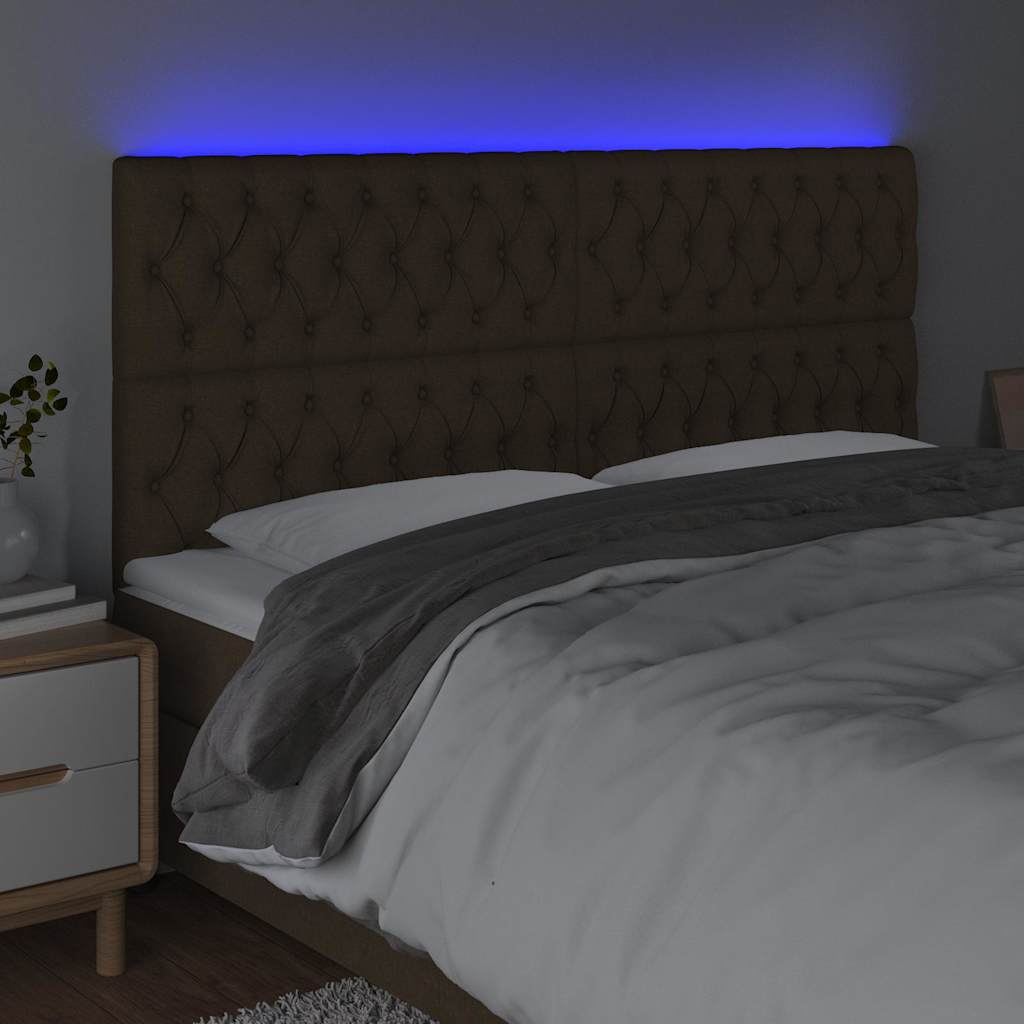 vidaXL Hoofdbord LED 180x7x118/128 cm stof donkerbruin bruin, foto 2