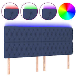 vidaXL LED-voodipeats, sinine, 180x7x118/128 cm, kangas