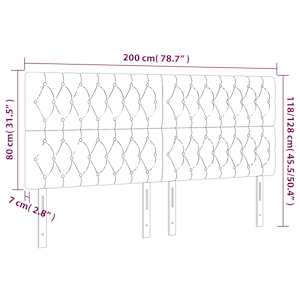 Čelo postele s LED světle šedé 200x7x118/128 cm textil - obrázek 6