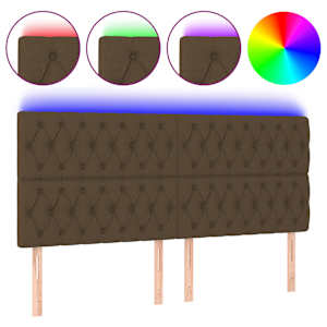 vidaXL LED-voodipeats, tumepruun, 200x7x118/128 cm, kangas