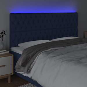 Čelo postele s LED modrá 200x7x118/128 cm textil - obrázek 3