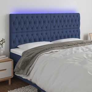 Čelo postele s LED modrá 200x7x118/128 cm textil - obrázek 1