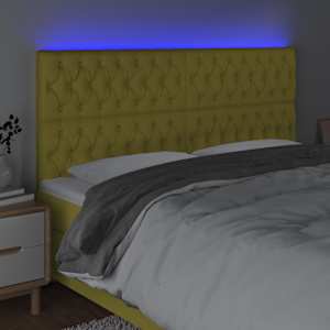 Čelo postele s LED zelené 200x7x118/128 cm textil - obrázek 3