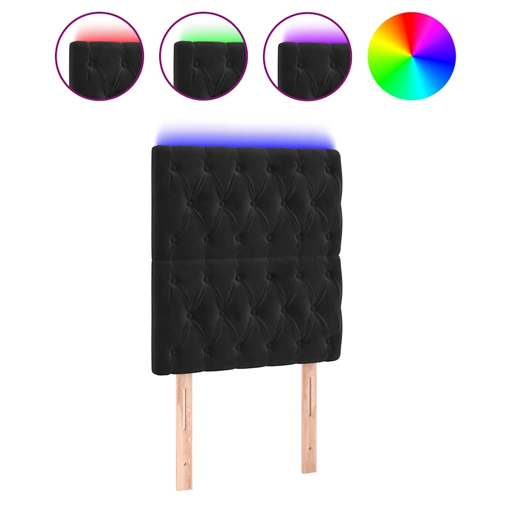 vidaXL Čelo postele s LED černé 80x7x118/128 cm samet