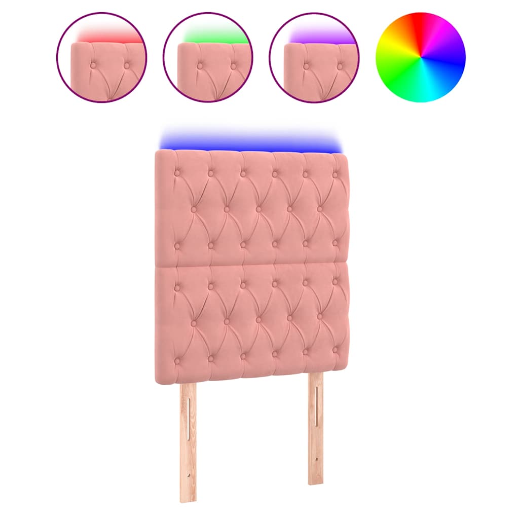 vidaXL Hoofdbord LED 80x7x118/128 cm fluweel roze, foto 3