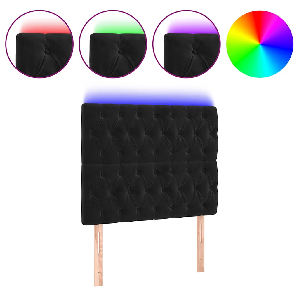vidaXL Hoofdbord LED 90x7x118/128 cm fluweel zwart, foto 3