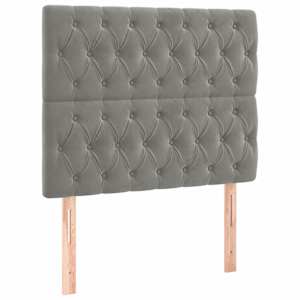 Čelo postele s LED světle šedé 100x7x118/128 cm samet - obrázek 4