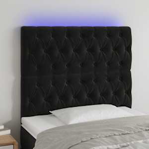 LED posteljno vzglavje črno 100x7x118/128 cm žamet