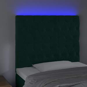 Čelo postele s LED tmavě zelené 100x7x118/128 cm samet - obrázek 4