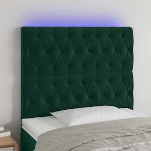 Čelo postele s LED tmavě zelené 100x7x118/128 cm samet - obrázek 1