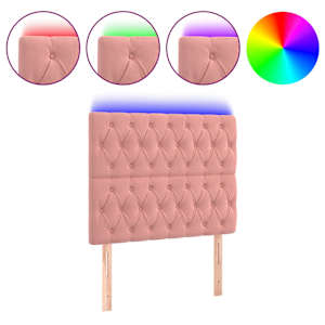 vidaXL LED-voodipeats, roosa, 100x7x118/128 cm, samet