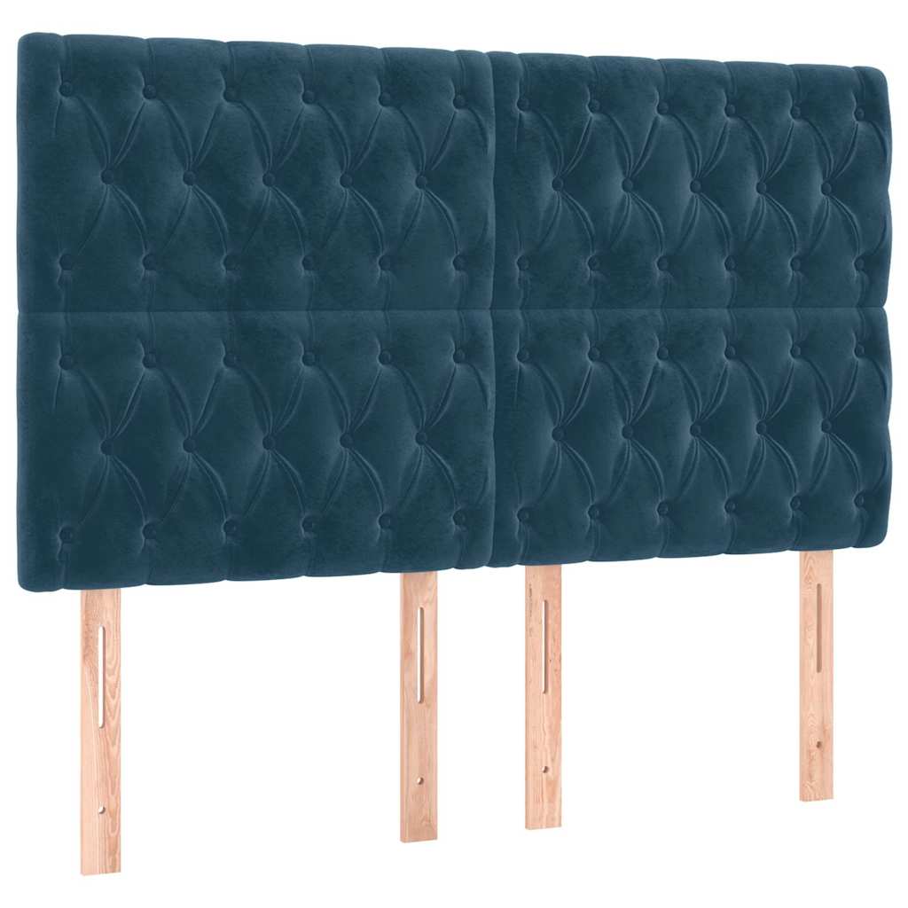 vidaXL Hoofdbord LED 144x7x118/128 cm fluweel donkerblauw blauw, foto 4