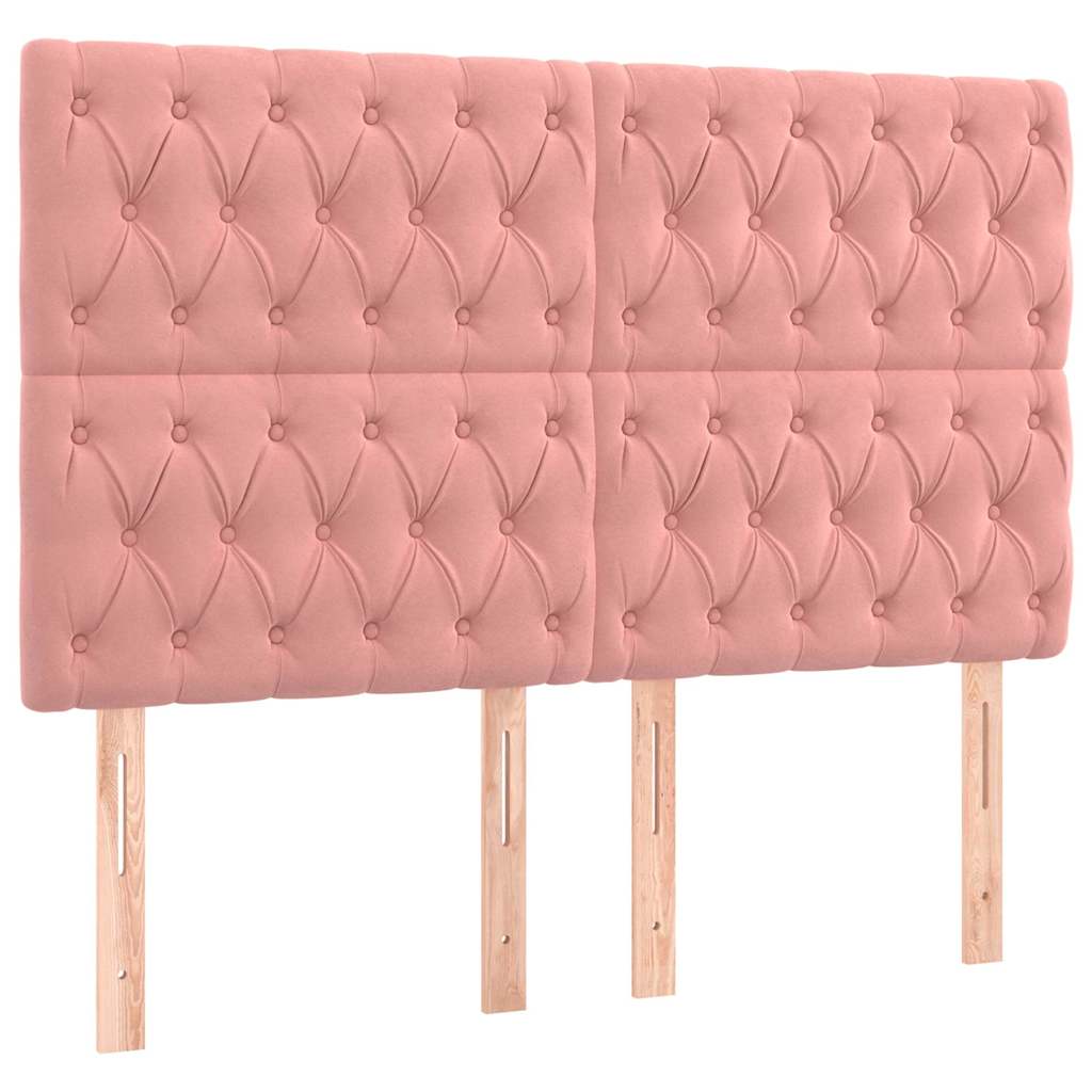 vidaXL Hoofdbord LED 144x7x118/128 cm fluweel roze, foto 4