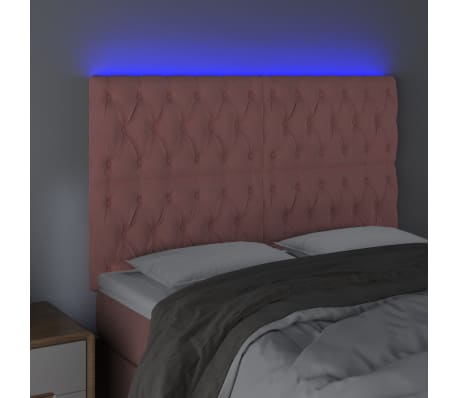 vidaXL LED Kopfteil Rosa 144x7x118/128 cm Samt
