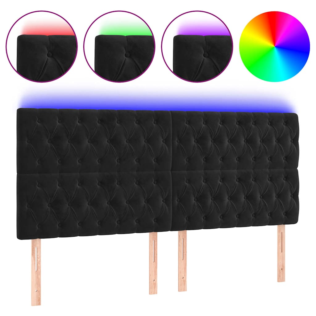 vidaXL Hoofdbord LED 180x7x118/128 cm fluweel zwart, foto 3