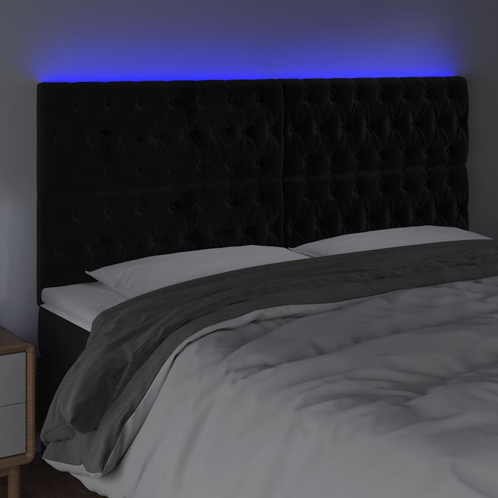 vidaXL Hoofdbord LED 180x7x118/128 cm fluweel zwart, foto 2