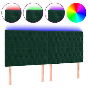 Čelo postele s LED tmavě zelená 180x7x118/128 cm samet - obrázek 2
