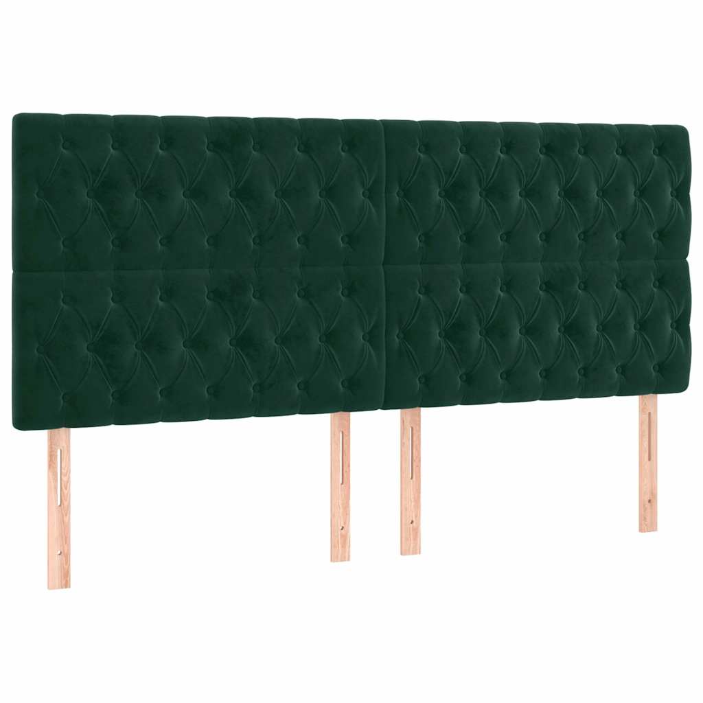 vidaXL Hoofdbord LED 180x7x118/128 cm fluweel donkergroen groen, foto 4