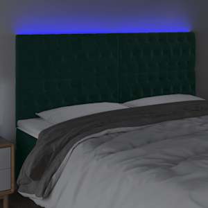 Čelo postele s LED tmavě zelená 180x7x118/128 cm samet - obrázek 4