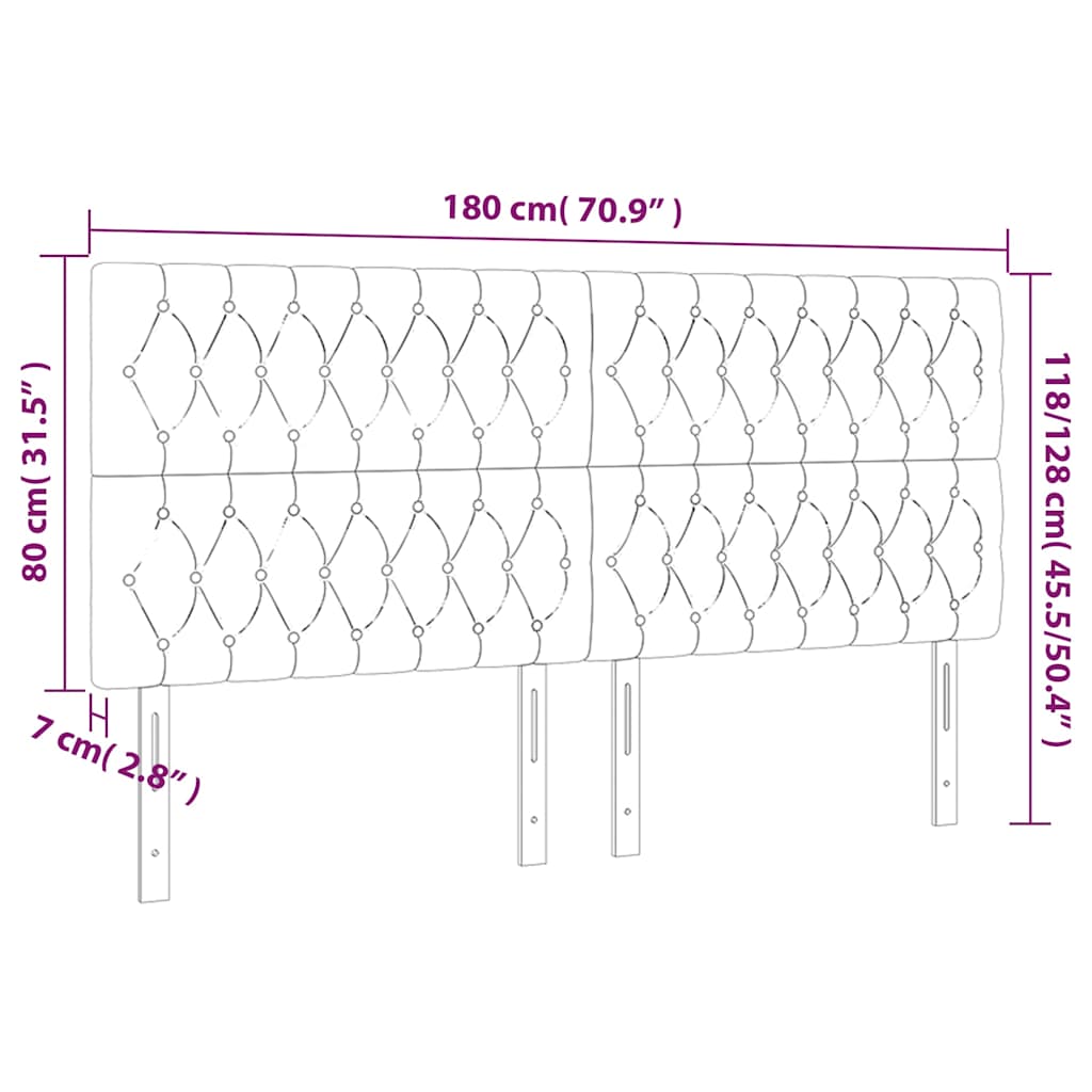 Čelo postele s LED tmavě modré 180x7x118/128 cm samet 3122824