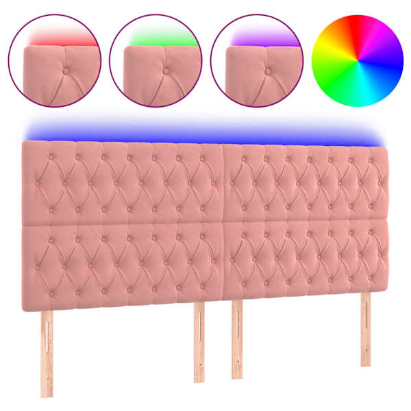 vidaXL LED-voodipeats, roosa, 180x7x118/128 cm, samet