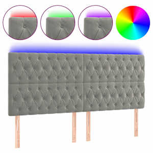 vidaXL LED-voodipeats, helehall, 200x7x118/128 cm, samet