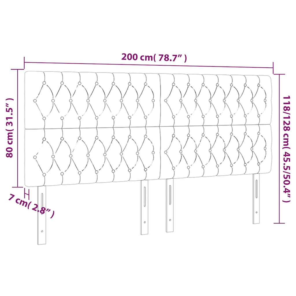 Čelo postele s LED tmavě modré 200x7x118/128 cm samet - obrázek 7