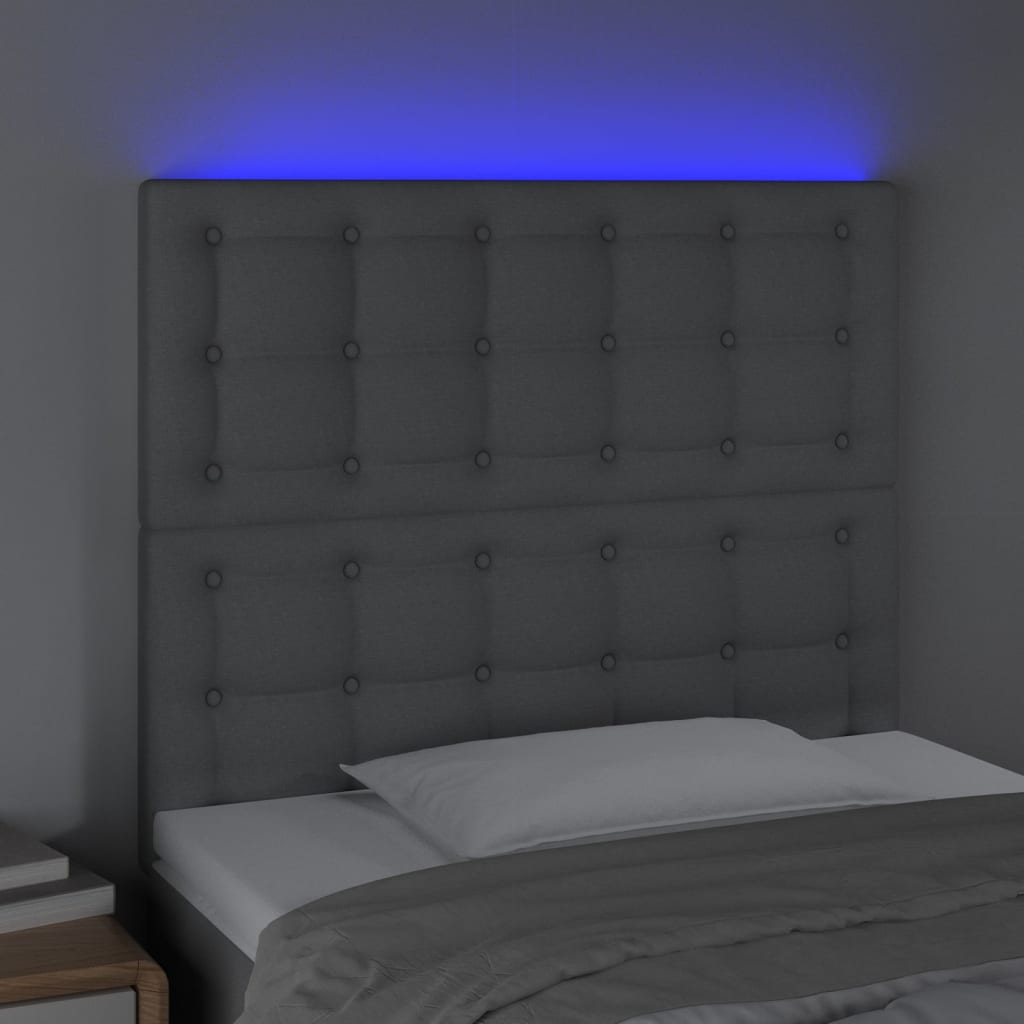 vidaXL Hoofdbord LED 80x5x118/128 cm stof lichtgrijs afbeelding